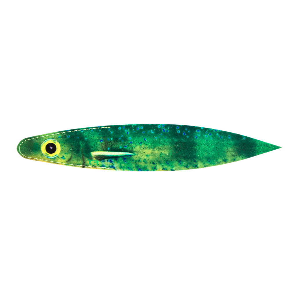 A single green mackrel fire tailz 14" billfish bacon dredge strip  