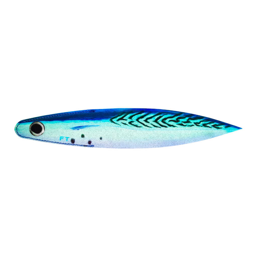 A single painted bonito fire tailz 14" billfish bacon dredge strip 