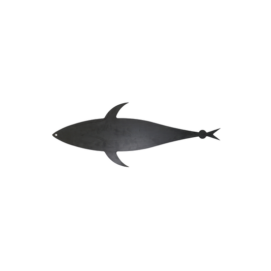 Black silhouette of a shark on a white background