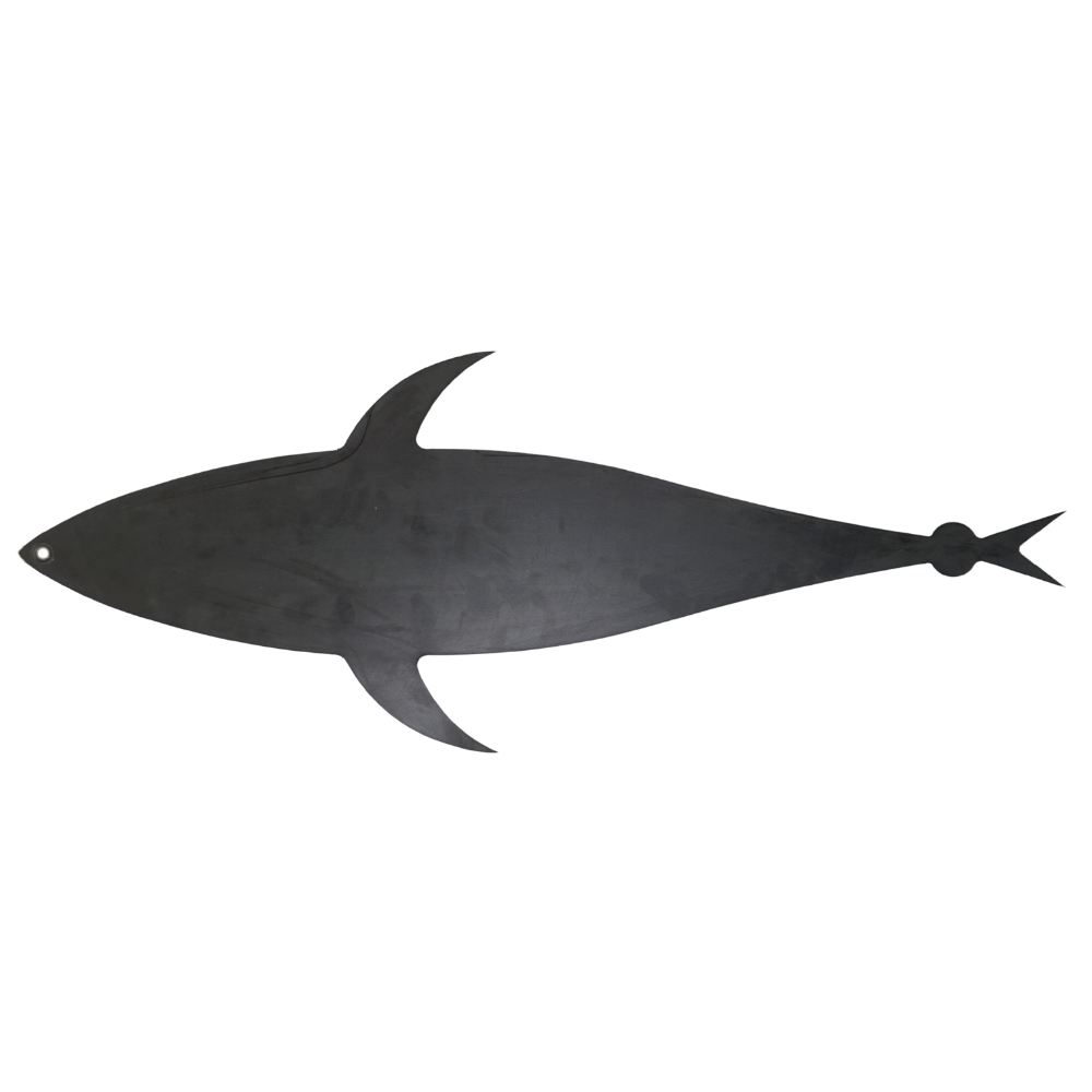 Black tuna shaped tuna on a white background